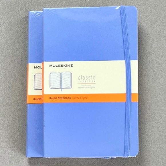 2 Moleskine Classic Collection Hardcover Notebooks, NWT Hydrangea Blue, 5"x8.25 - Picture 1 of 2